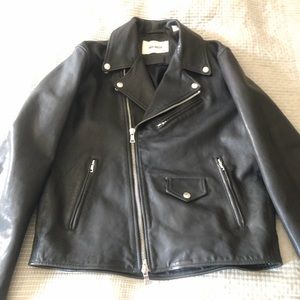 BUCK MASON MOTO BIKER JKT, BLACK LAMBSKIN- MEDIUM